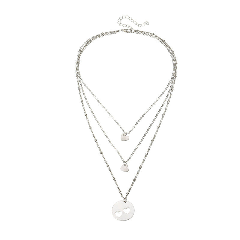 Multi-layer Love Necklace Female Hollow Love Clavicle Chain