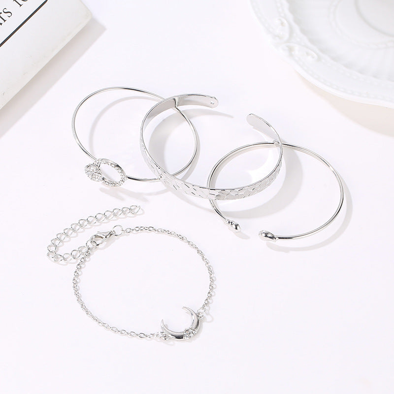 Ladies Fashion Moon Pattern Four-Piece Bracelet