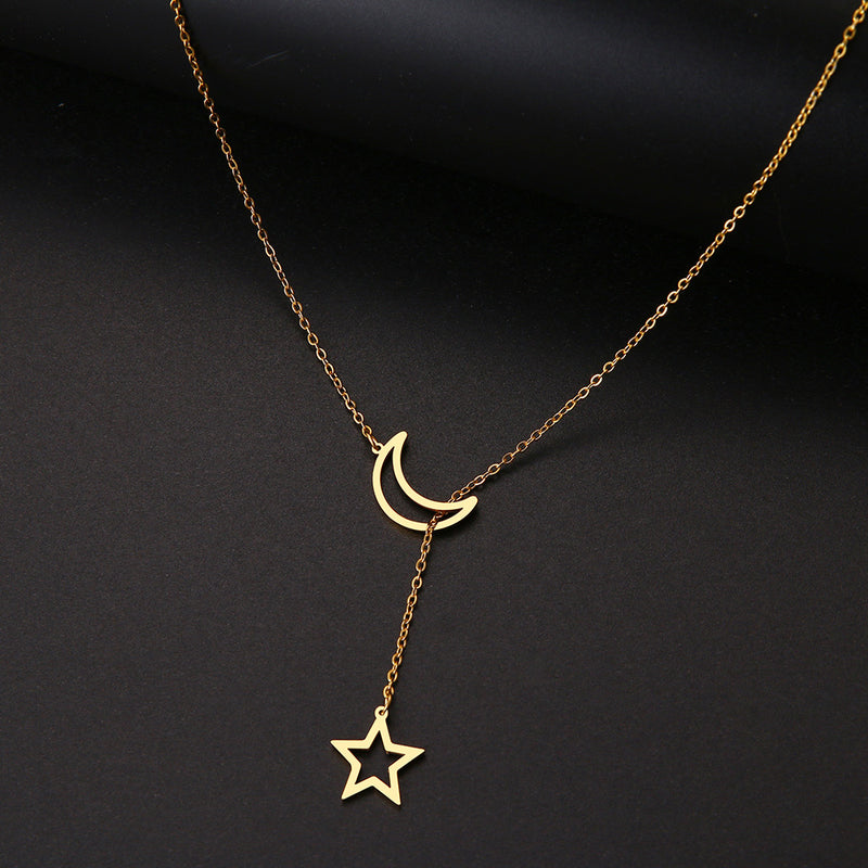 Moon Star Necklace Clavicle Chain Pendant Long Chain Necklace