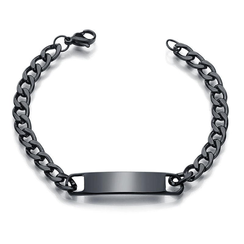 Simple and glossy black curved brand bracelet