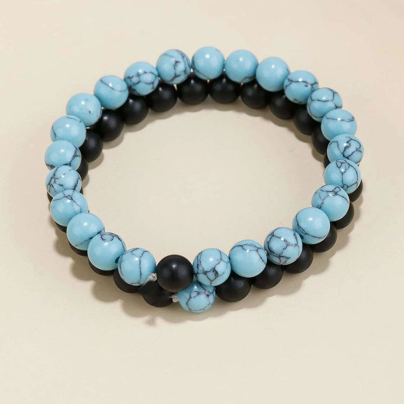 Retro Style,  2-Pieces Frosted Bead Bracelet Set