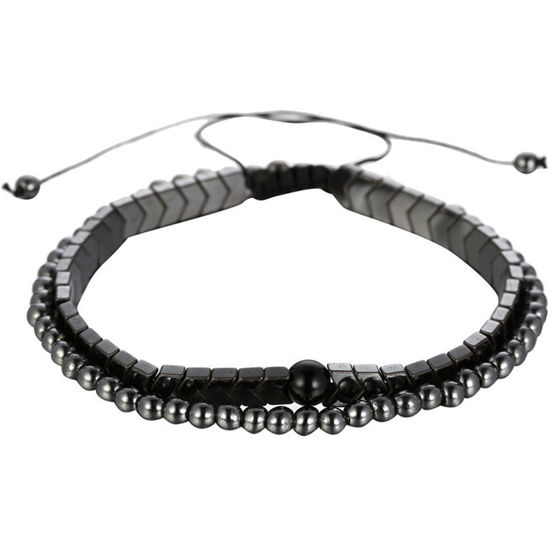Hand-woven UFO 4mm Copper Bead Two-piece Suit Bracelet  Accessories