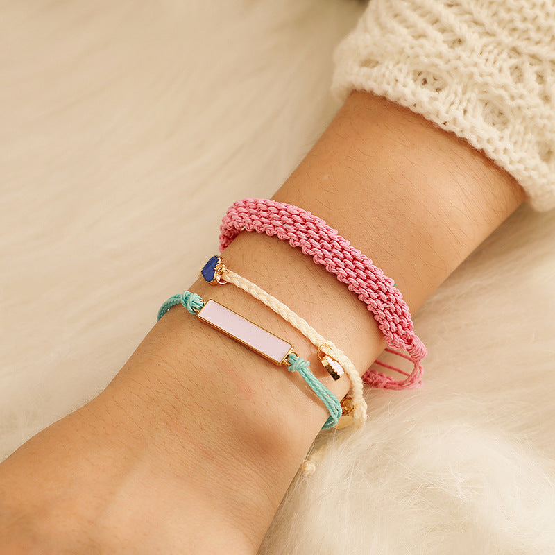 3-piece woven ethnic style bracelet
