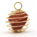 Natural Crystal Agate Semi-precious Stone Copper Wire Winding Spring Pendant