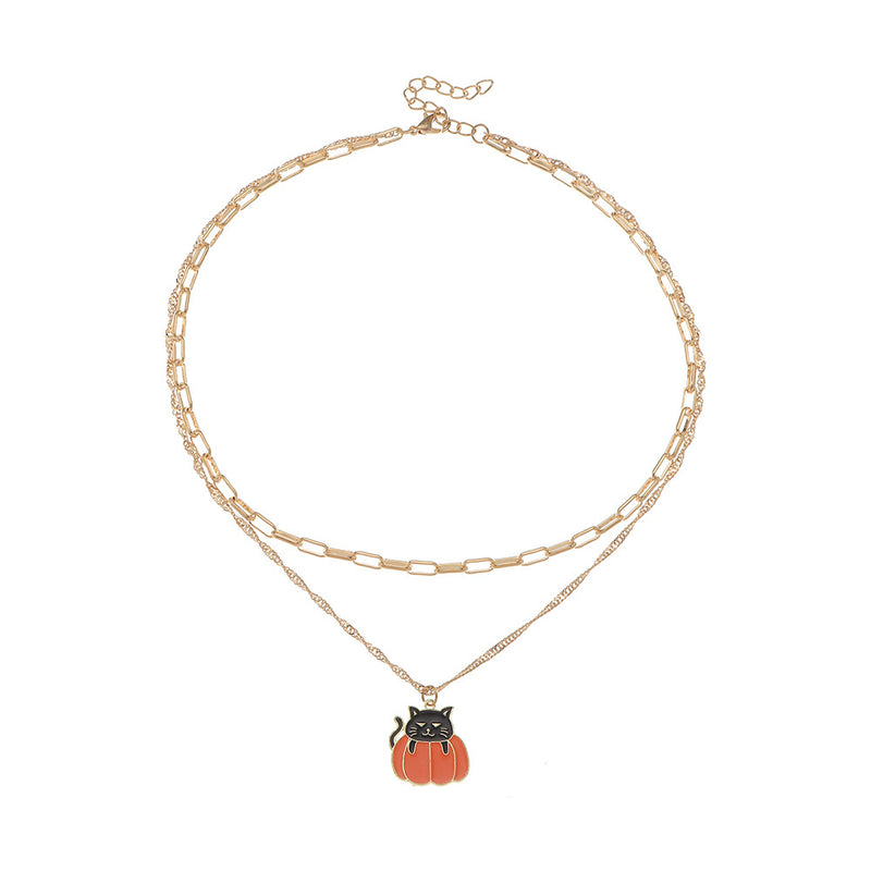 Creative Fun Cat Pumpkin Pendant Clavicle Chain