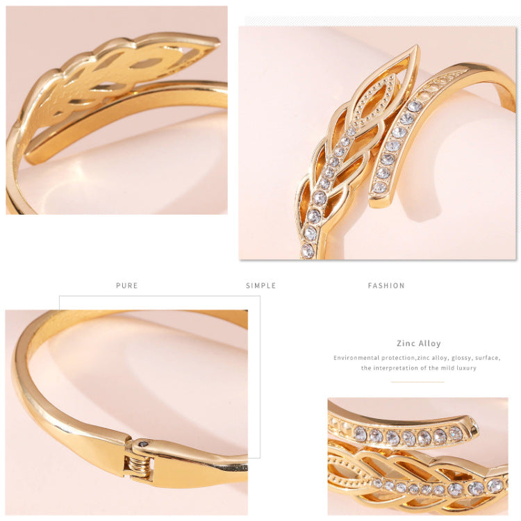 Alloy Bracelet, Leaf Diamond, Creative Personality, Light Luxury