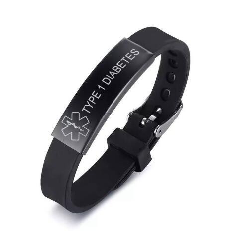 Black stainless steel silicone bracelet