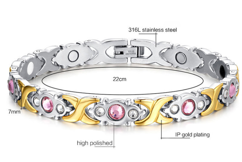 Titanium steel fashion ladies zircon magnet bracelet