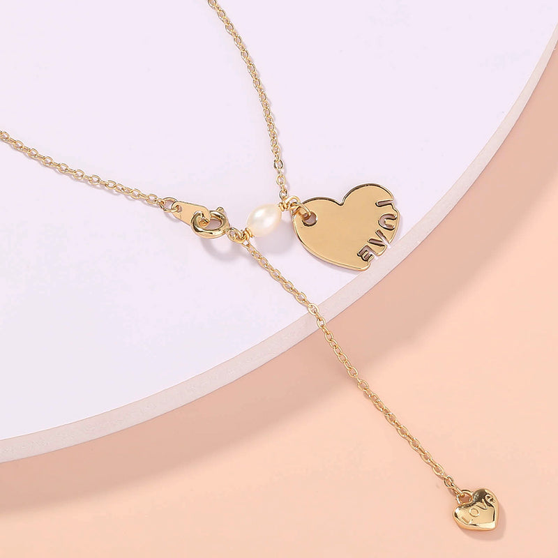 European and American cross-border jewelry ins style niche design spring clasp love clavicle chain love pearl pendant necklace