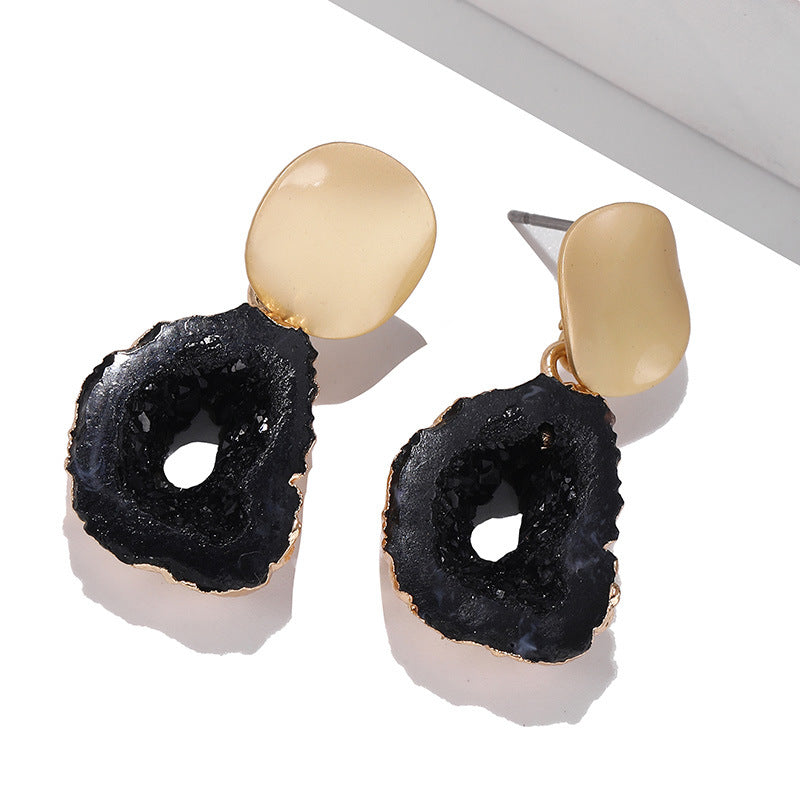 Geometric Shape Imitation Natural Crystal Stone Earrings