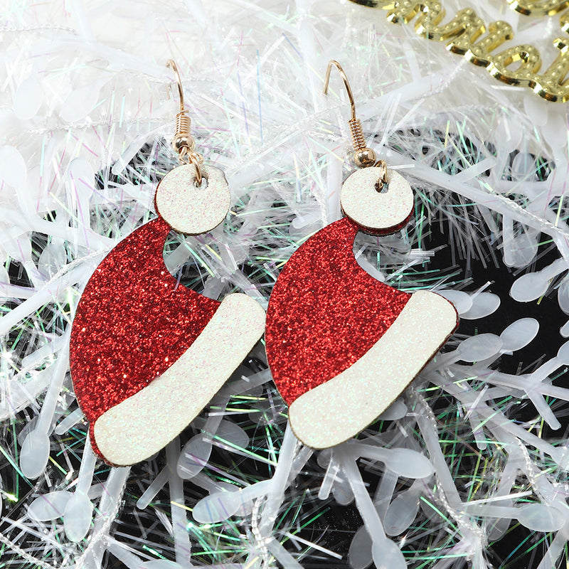 Elder Elk Stud Glitter Cloth Christmas Earrings