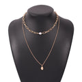 Elegant pearl pendant multi-layer creative texture clavicle chain