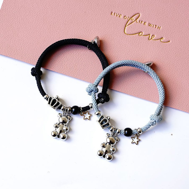 Adjustable Milanese String Couple Bears Bracelet