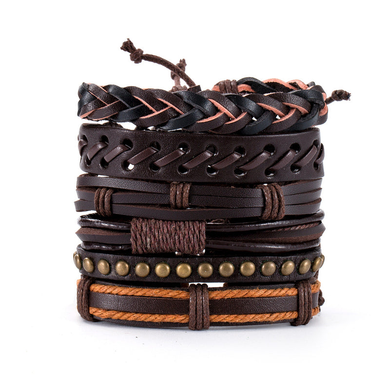 Vintage Men's Leather Bracelet European And American Woven Suit Carrying Strap