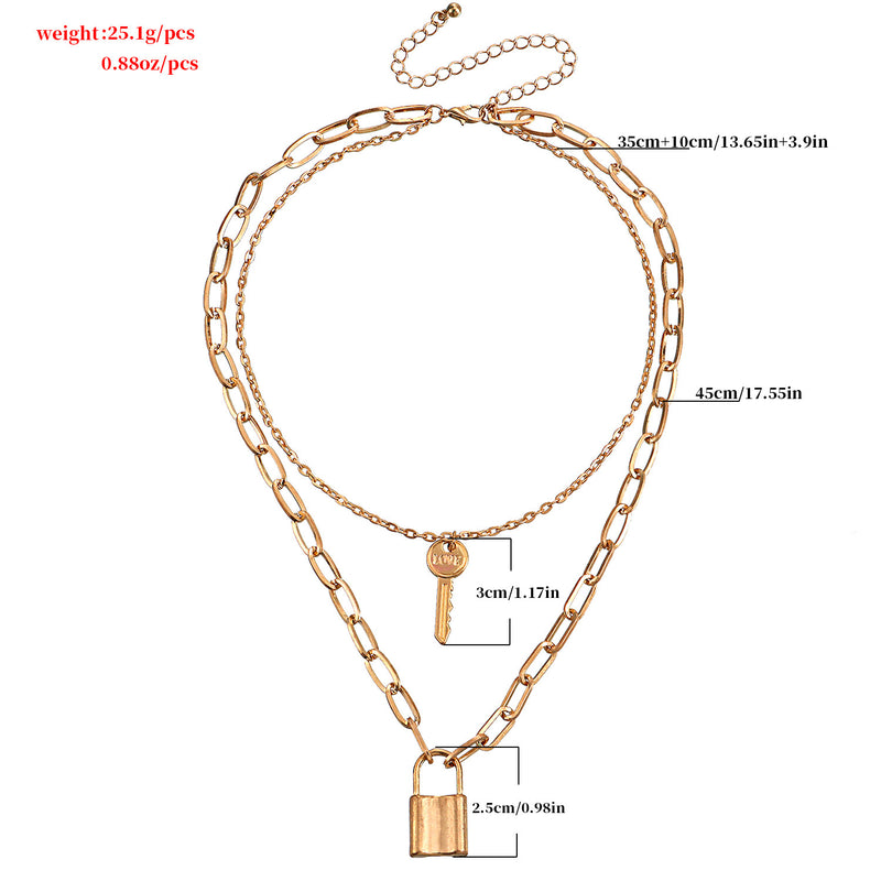 Chain Padlock Key Pendant Necklace Women