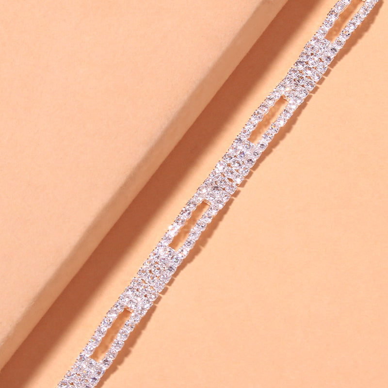 Creative Hollow Grid Simple Bare Diamond Anklet
