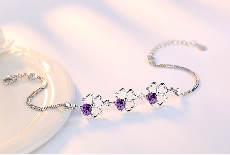 Amethyst Heart-shaped Hand Jewelry For Ladies