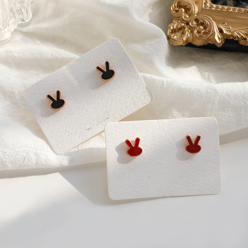 Silver Needle Korean Minimalist Style Exquisite Cute Bunny Earrings