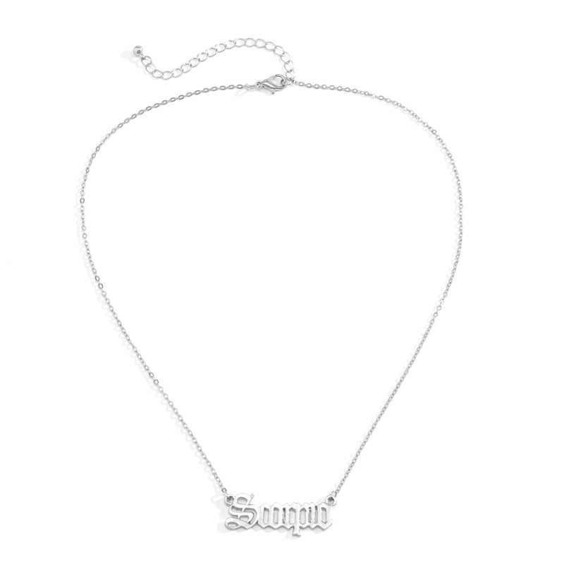 Fashion All-match Double Hanging Letter Pendant Alloy Necklace