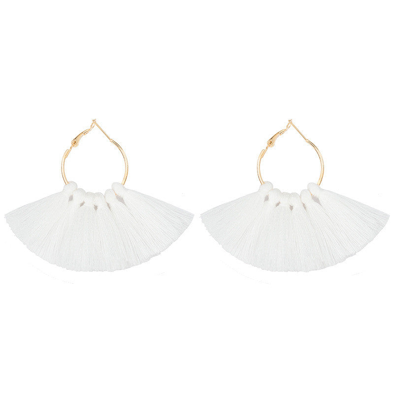 Bohemian Fan-Shaped Tassel Earrings