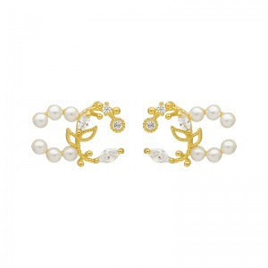 S925 Silver Needle Petal Pearl Earrings