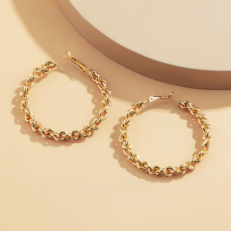 Retro Fashion Circle Geometric Big Earrings Simple Style