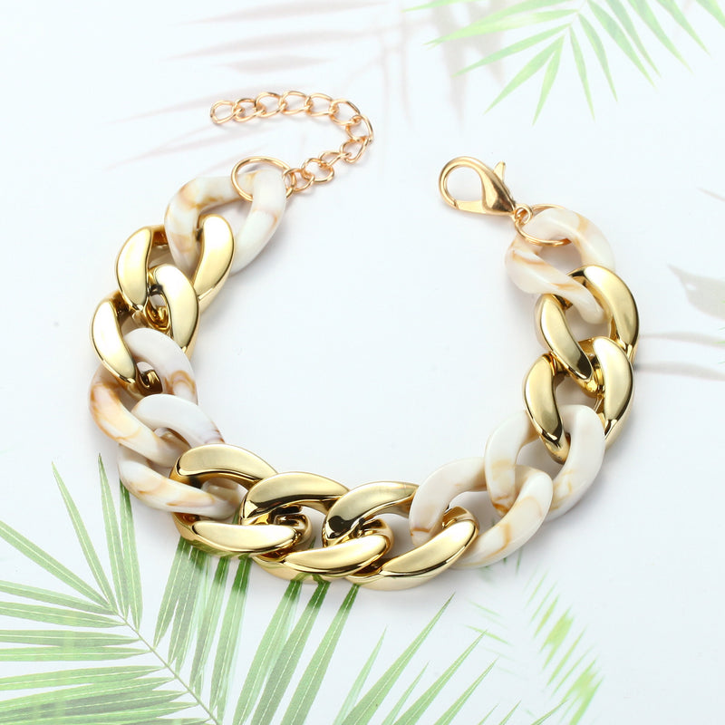 Paneled Multicolor Acrylic Chain Bracelet