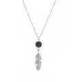 Black Round Bead Feather Pendant Necklace Item Jewelry Sweater Chain