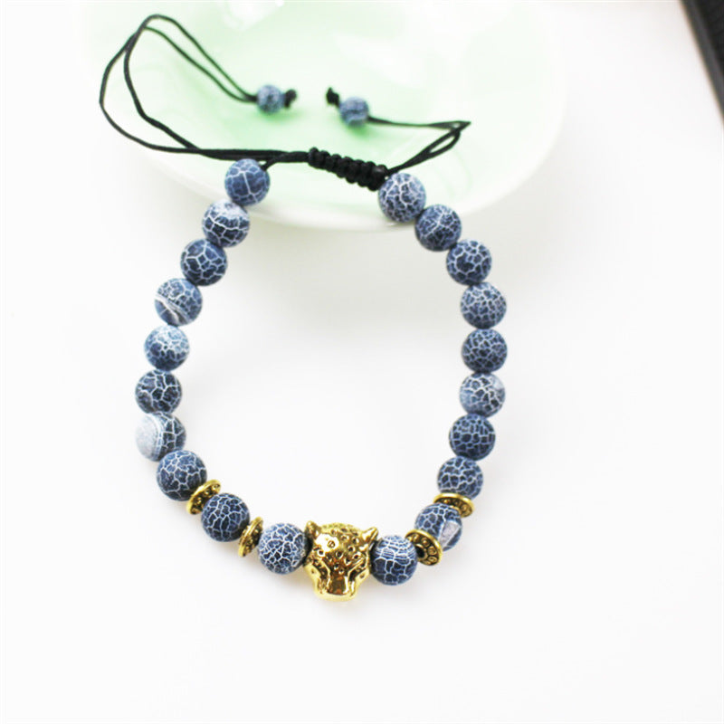 Lava Volcanic Stone Essential Oil Bracelet Leopard Head