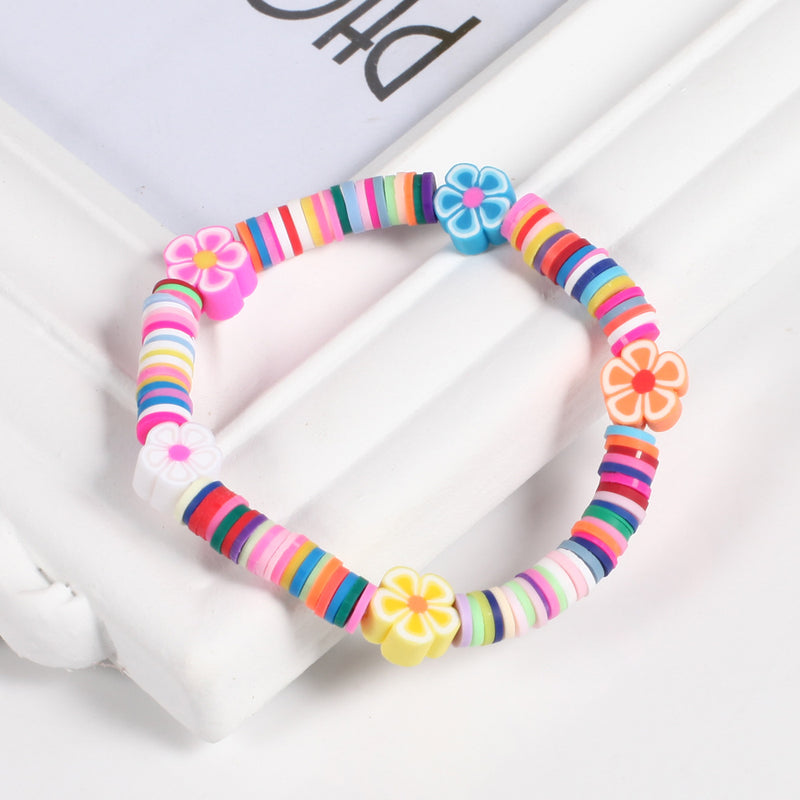 Boho 6mm Flower Colorful Soft Pottery Bracelet