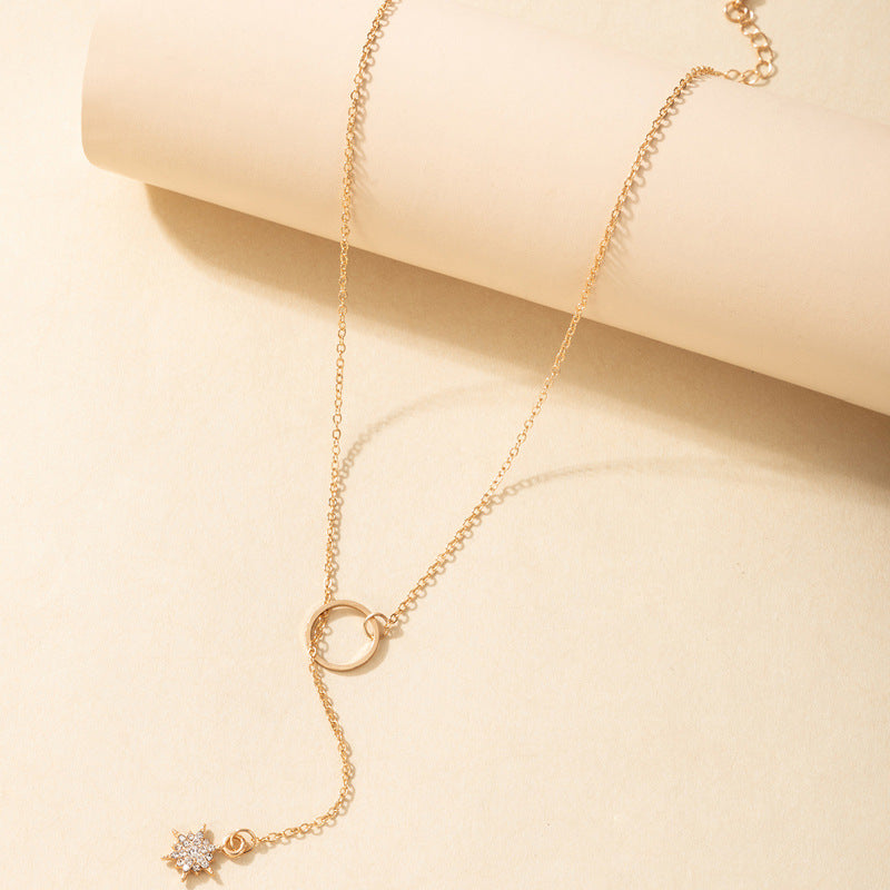 Fashion Small Jewelry, Simple Ins Style Small Circle Necklace, Trendy Diamond Necklace