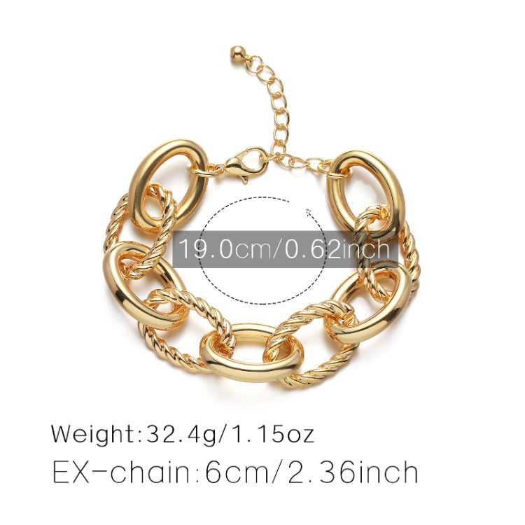 Bracelet O-shaped Thick Twisted Flower Chain Fashionable Personality Polishing