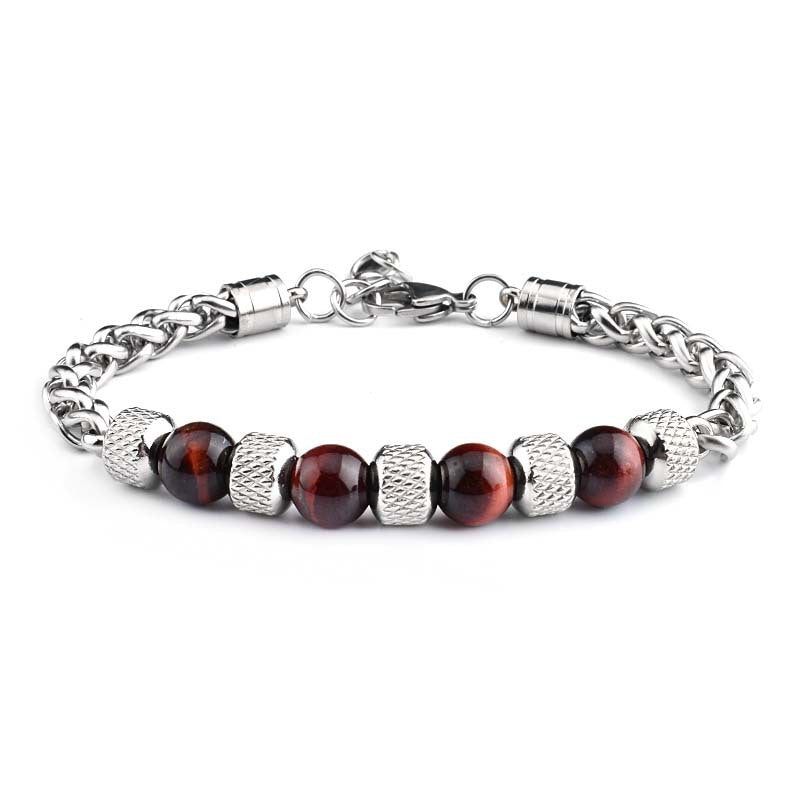 New Tiger Eye Men's Adjustable Beaded Bracelet