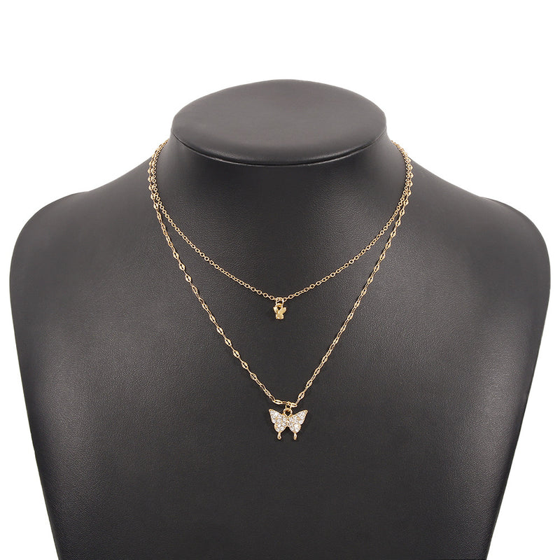 Geometric Micro Inlay Temperament Butterfly Simple Clavicle Chain