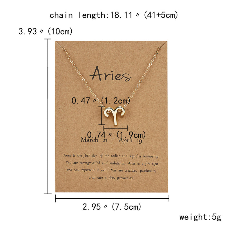 Personality Symbol Edition Silver Twelve Constellation Alloy Paper Card Necklace