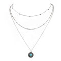 Alloy Ancient Silver Turquoise Pendant Women Multi-layer