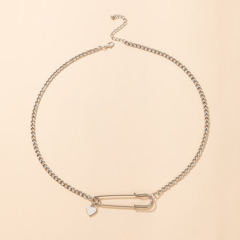 Simple Hip Hop Neckchain Pin Single Layer Collar Chain Love Pendant Geometric Necklace