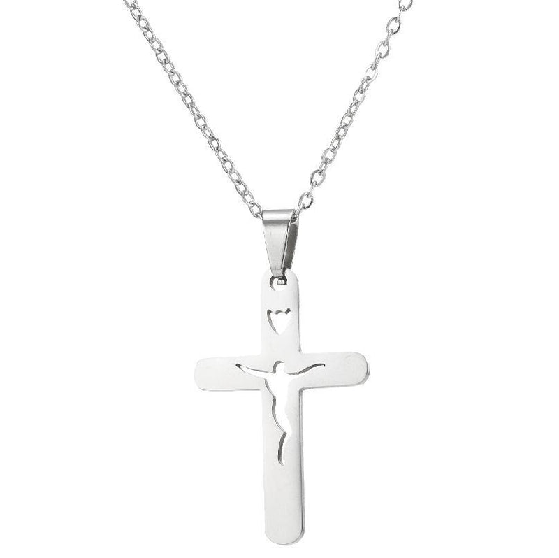 Jesus Cross Pendant Necklace European And American Men And Women Style Vintage INS Wind Stainless Steel Collarbone Chain