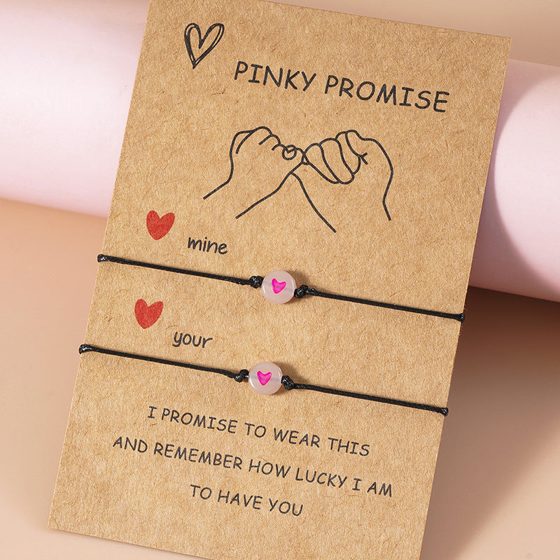 New Simple Luminous Love Lucky Bead Friendship Couple Draw Hook Card Bracelet