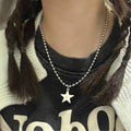 Round Bead Chain Female Titanium Steel Five-pointed Star Necklace