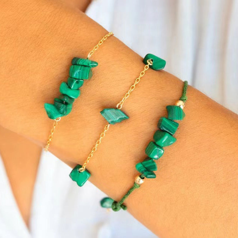 3 Turquoise Gravel Chain Braided Bracelet Set