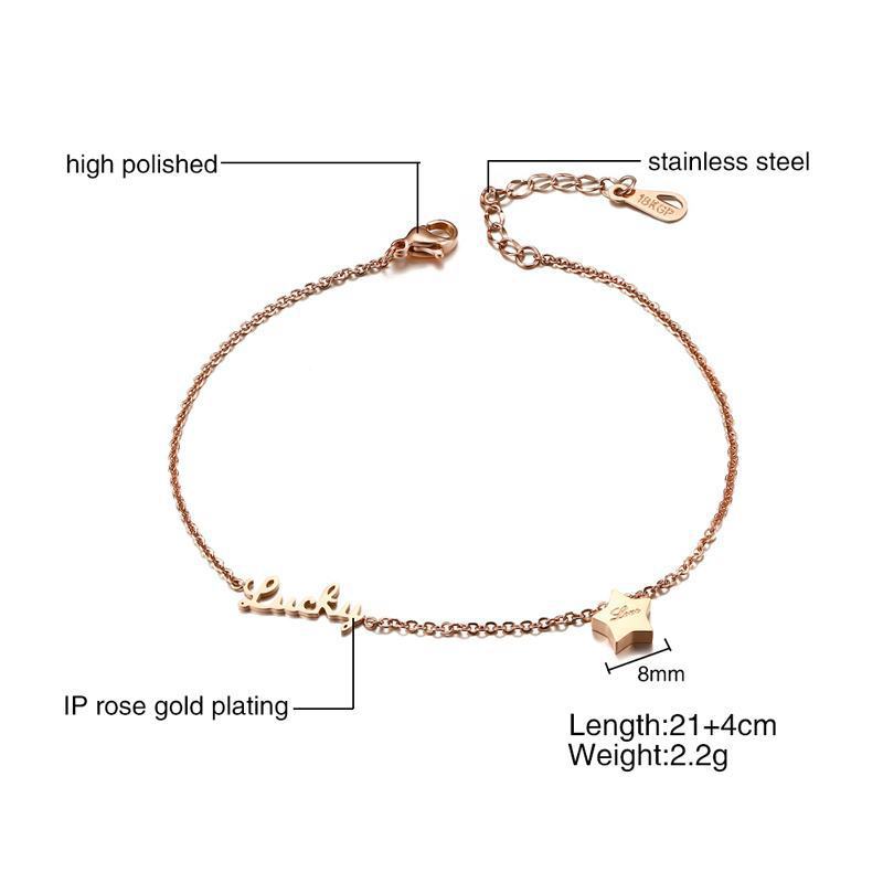 English Pomegranate Bell Lucky Star Stainless Steel Rhinestone Anklet