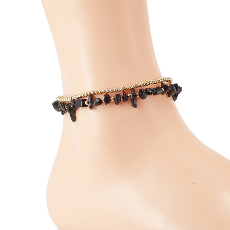 Bells Hand-woven Natural Gravel Beaded Anklet Women