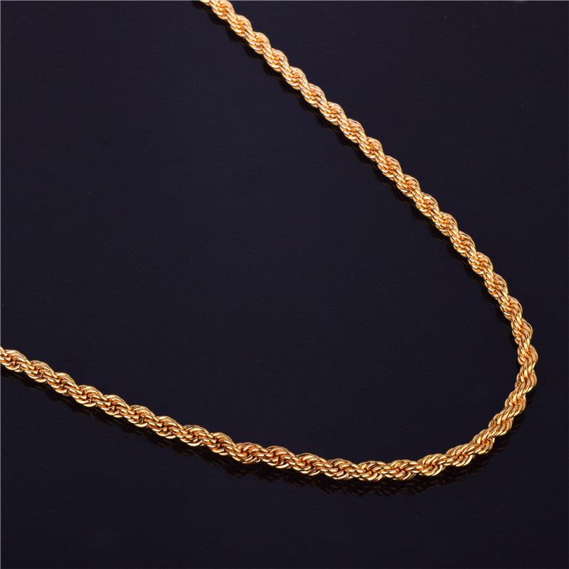 4MM  Twist Rope Twist Copper Necklace