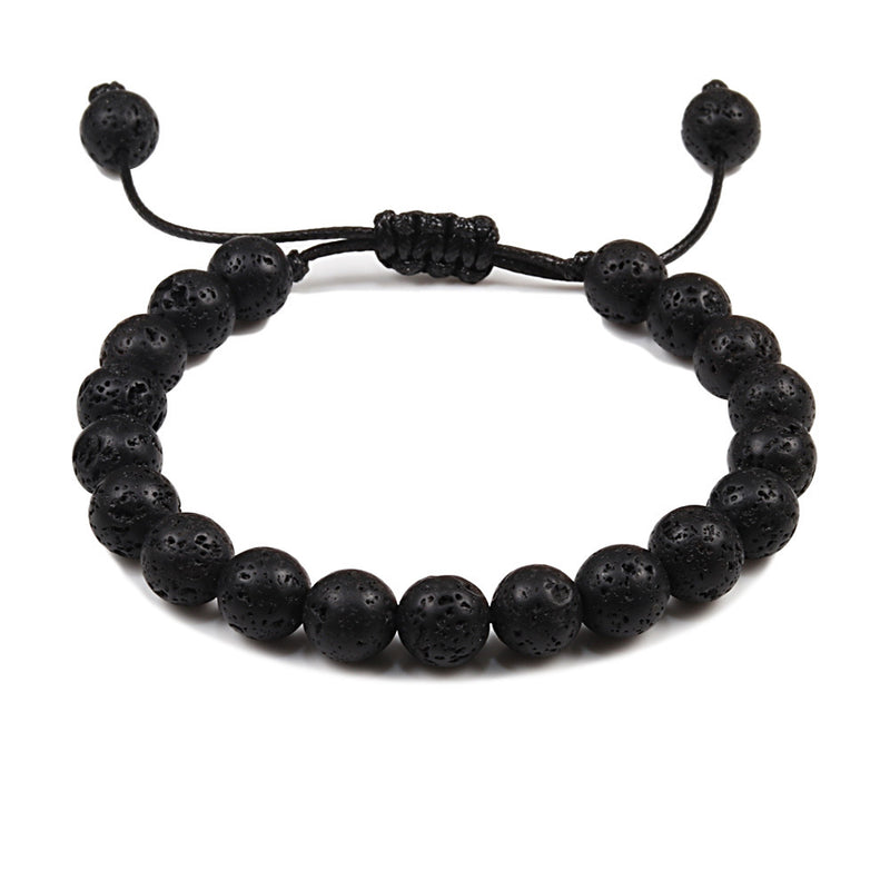 Personalized Volcanic Stone Tiger Eye Chain Couple Bracelet