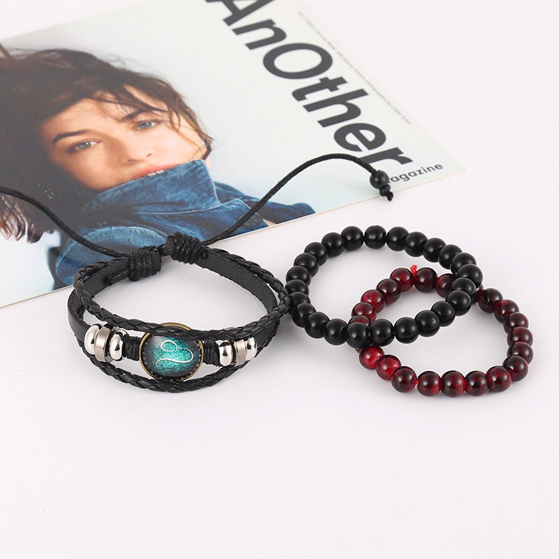 Fashionable And Simple 12 Constellation Cowhide Bracelet