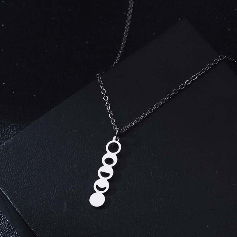 Women's Moon Phase Shape Space Themed Pendant Necklace