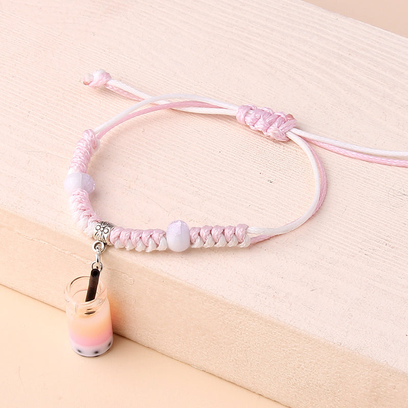 Cute Milk Tea Pendant Weaving Personalized Fashion Three-Dimensional Bracelet