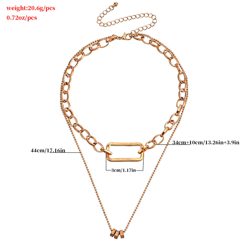 Geometric Exaggerated Bamboo Clavicle Chain Hollow Rectangular Necklace Women