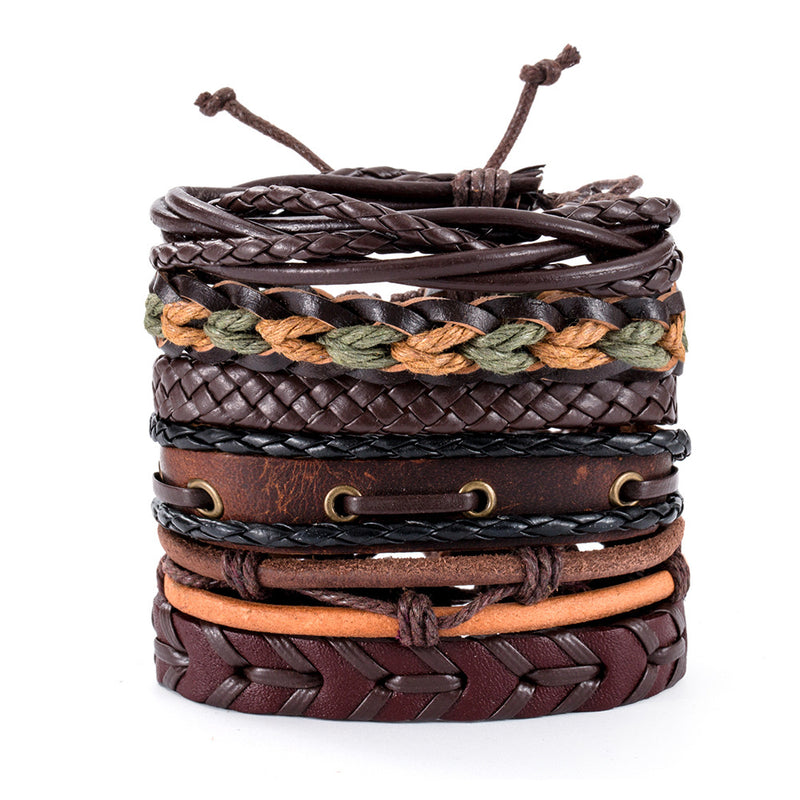 Vintage Men's Leather Bracelet European And American Woven Suit Carrying Strap